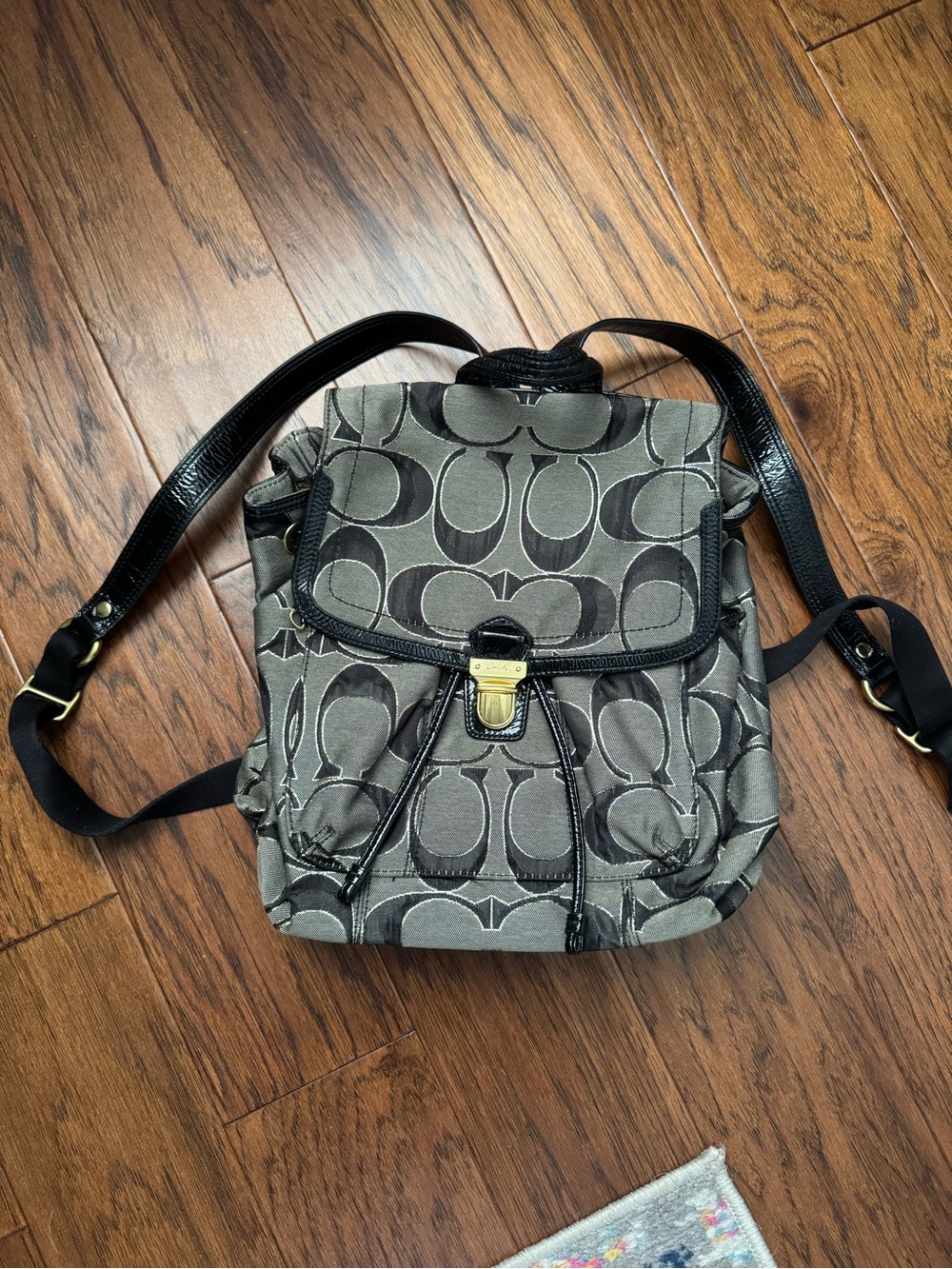 Coach Signature Jacquard Drawstring Backpack Purse